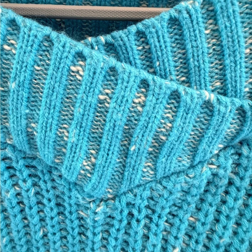 Yessica Aqua Short Sleeve Knit Sweater Textured Cotton Blend Women’s Size small